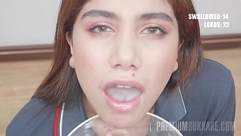 PremiumBukkake - Marina Gold swallows 73 huge mouthful cumshots