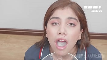 PremiumBukkake - Marina Gold swallows 73 huge mouthful cumshots