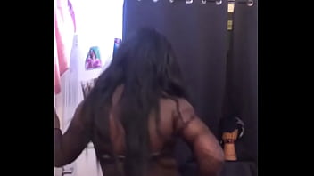 Crossdressing Sissy SLUT in Fishnet Tights Shaking Big Black ASS