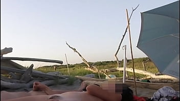 Stranger caught my wife touching and masturbating my cock on a public nude beach - MissCreamy