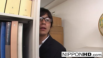 Japanese secretary masturbates at her desk
