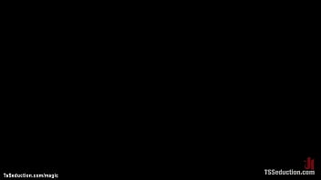 Asian shemale makes slave anal fuck her