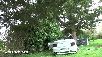 Big titted mature gangbanged and jizzed outdoor