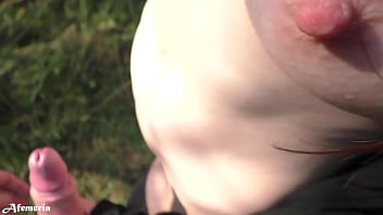 My Slutty Girlfriend Walks in the Park Naked and Jerks My Dick