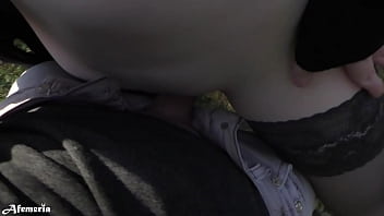 My Slutty Girlfriend Walks in the Park Naked and Jerks My Dick