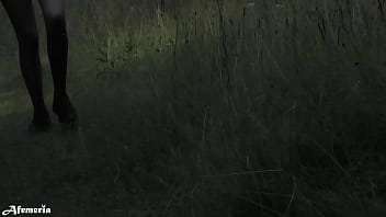 My Slutty Girlfriend Walks in the Park Naked and Jerks My Dick