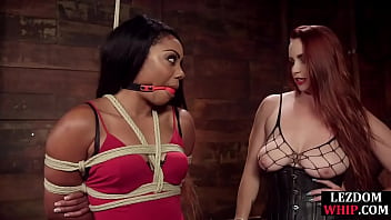 Redhead domina bdsm strapon fucking her ebony lesbian frien