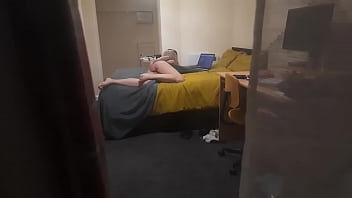 Girl caught masturbating through the window