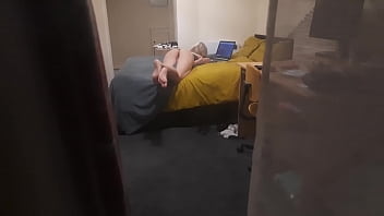 Girl caught masturbating through the window