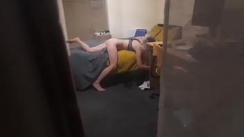 Girl caught masturbating through the window