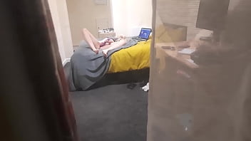 Girl caught masturbating through the window