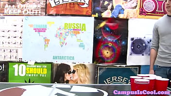 College teens feast on cock during groupfuck