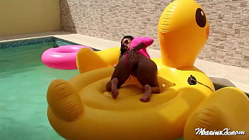 Maxine X Shoves Her HUGE Dildo In That Squirting Pussy By The Pool!