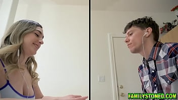 Stepsister and stepbrother gets to fuck with their busty stepmom