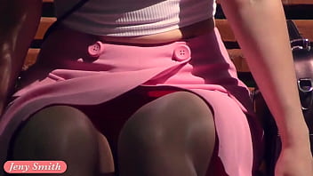 A Not Planned Date. Jeny Smith walking with stranger with mini skirt and no panties