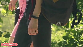 A Not Planned Date. Jeny Smith walking with stranger with mini skirt and no panties