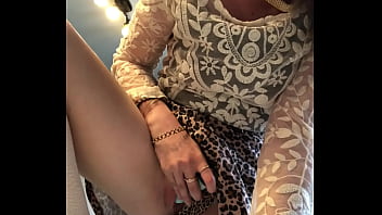 petite blonde desperate horny masturbates in skirt and cums HARD