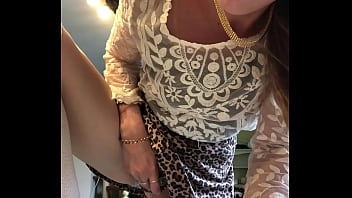 petite blonde desperate horny masturbates in skirt and cums HARD