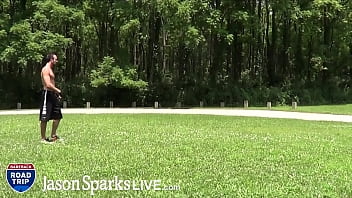 JASON SPARKS LIVE - Hot jocks flipfuck in the forest of a public park