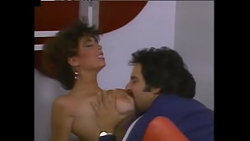 Horny moustached dude is fond of fucking  milkshakes of pretty darkhaired woman Christy Canyon till he spurts his curd