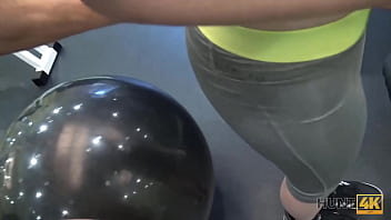 HUNT4K. Cute girl instead of training has sex in gym with rich hunter
