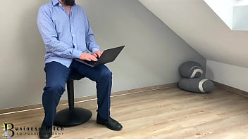 dominant secretary in a short leather skirt seduces the boss starting with a feather - business-bitch