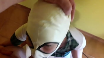 Laura on Heels amateur 2021 Japanese rough blowjob and facial with student cosplay