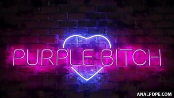 Purple Bitch warmed up her holes for a big shaft