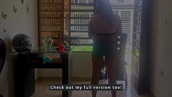 TS Angelique - Watch me doing housework and how I get my ladydick out of my sweatpants during the break and play with it.