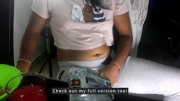 TS Angelique - Watch me doing housework and how I get my ladydick out of my sweatpants during the break and play with it.