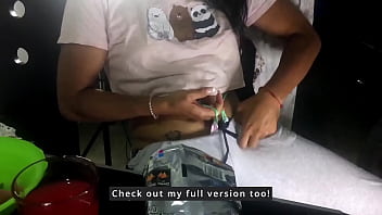 TS Angelique - Watch me doing housework and how I get my ladydick out of my sweatpants during the break and play with it.