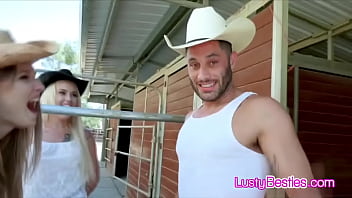 Foursome on a ranch with horny besties