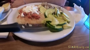 Teen gets booty cumshot after sucking