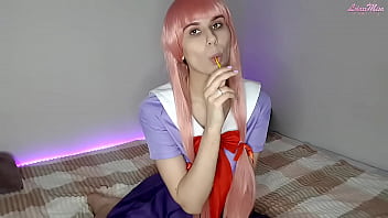 Cute Girl With Big Tits Passionately Fucks Her Wet Pussy With A Big Dildo - Cosplay