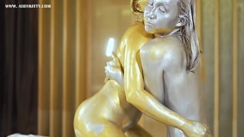 AB045 Gold and silver powder trans lesbian stroking and squirt