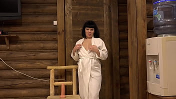 Anal masturbation with a wide dildo and vaginal fisting. The brunette loves to stretch the hole in the asshole and in hairy pussy. Homemade fetish.