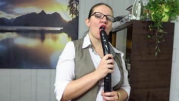 A mature teacher experiences the long black dildo and gets a passionate orgasm. A strict milf shakes natural boobs, a big ass, and fucks a deep vagina. Solo role play and home fetish masturbation.