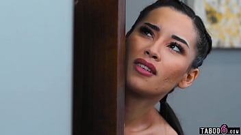 Horny latina teen stepdaughter Aria Lee caught fapping by