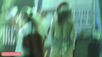 She wore only a tinsel at club! Public flashing
