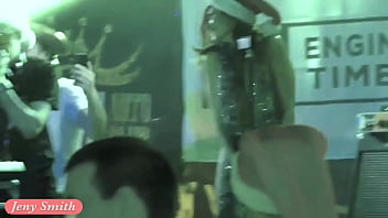 She wore only a tinsel at club! Public flashing