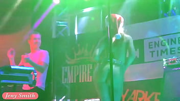 She wore only a tinsel at club! Public flashing