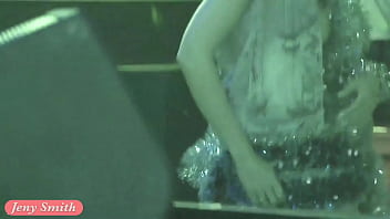 She wore only a tinsel at club! Public flashing