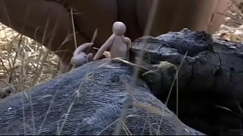 Odette Delacroix Strips &amp_ Dominates Little Clay Men in the Woods