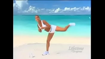 Denise Austin in white shorts