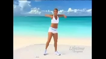 Denise Austin in white shorts