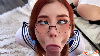 Horny College girl in Sailor Moon Cosplay Passionately Deep Sucks Cock to Cum On Face