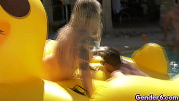Stunning trannies Korra Del Rio, Khloe Kay, Aubrey Kate and, Shiri Allwood banged in fantastic Trans Pool Party! The girls get fucked by the pool!