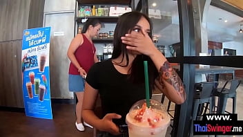 Real amateur Thai GF Ting needs a quickie fuck after her cappuccino