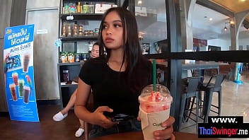 Real amateur Thai GF Ting needs a quickie fuck after her cappuccino