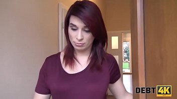 DEBT4k. Red-haired dame sucks dick and gives pussy for penetration